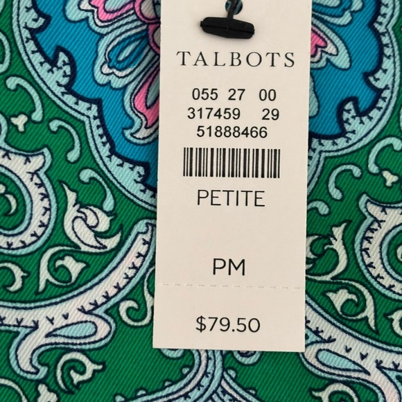 Talbots Womens Blouse Paisley Criss Cross Back Flutter Sleeves Size M Petite NWT - Picture 7 of 7